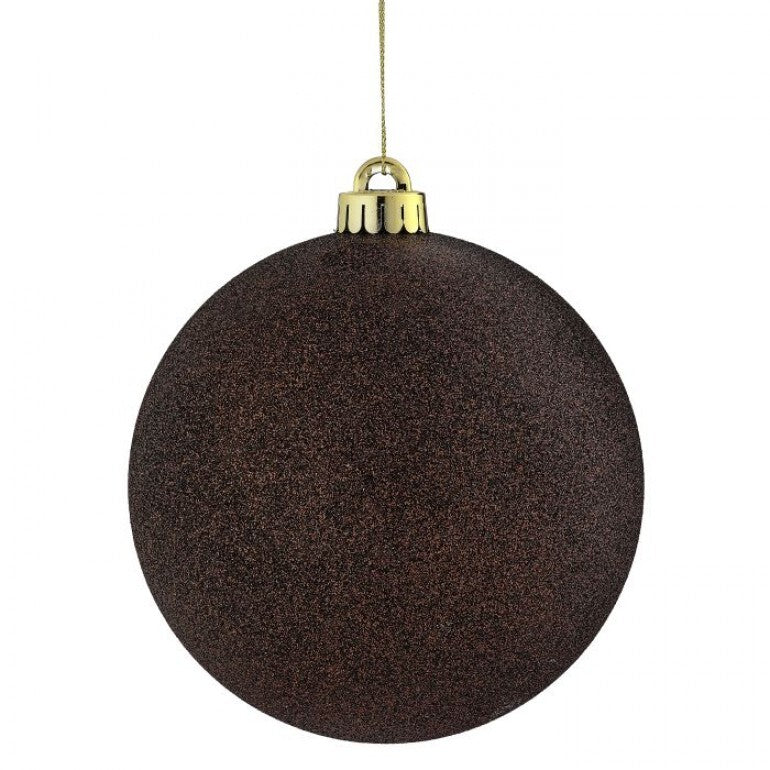 100mm Glitter Ball Ornament: Chocolate (4 pk) - MTX31835 - CHOC - The Wreath Shop