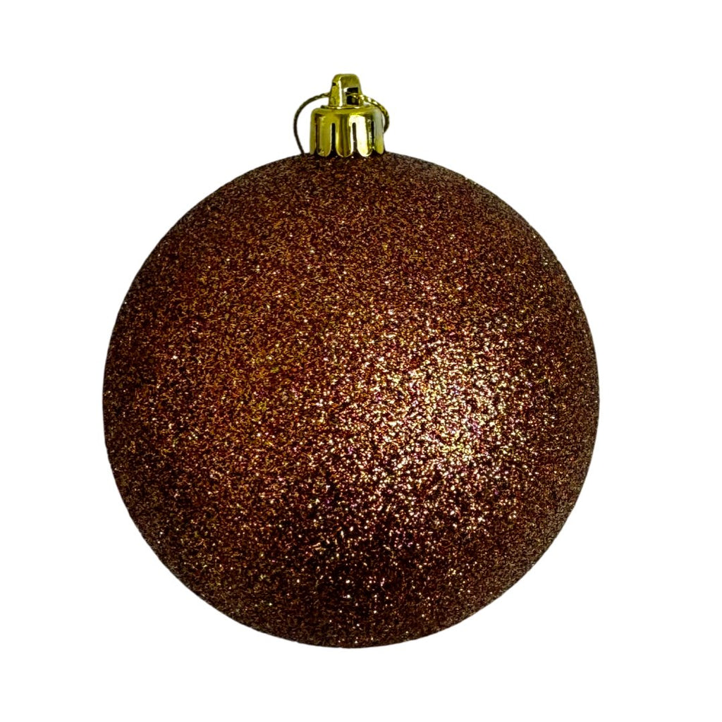 100mm Glitter Ball Ornament: Chocolate (4 pk) - MTX31835CHOC - The Wreath Shop