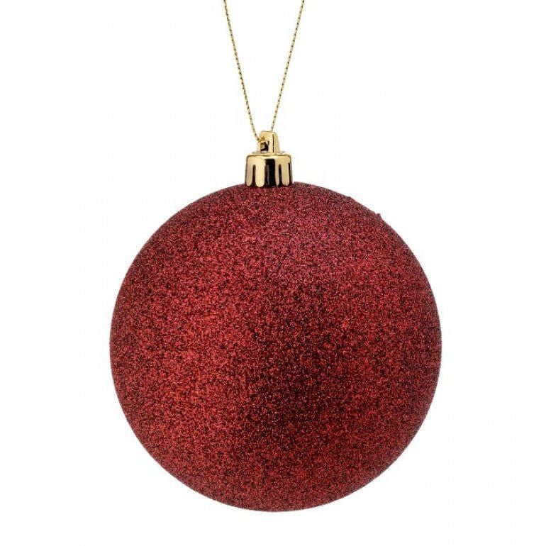 100mm Glitter Ball Ornament: Cranberry (4 pk) - MTX70622 - The Wreath Shop