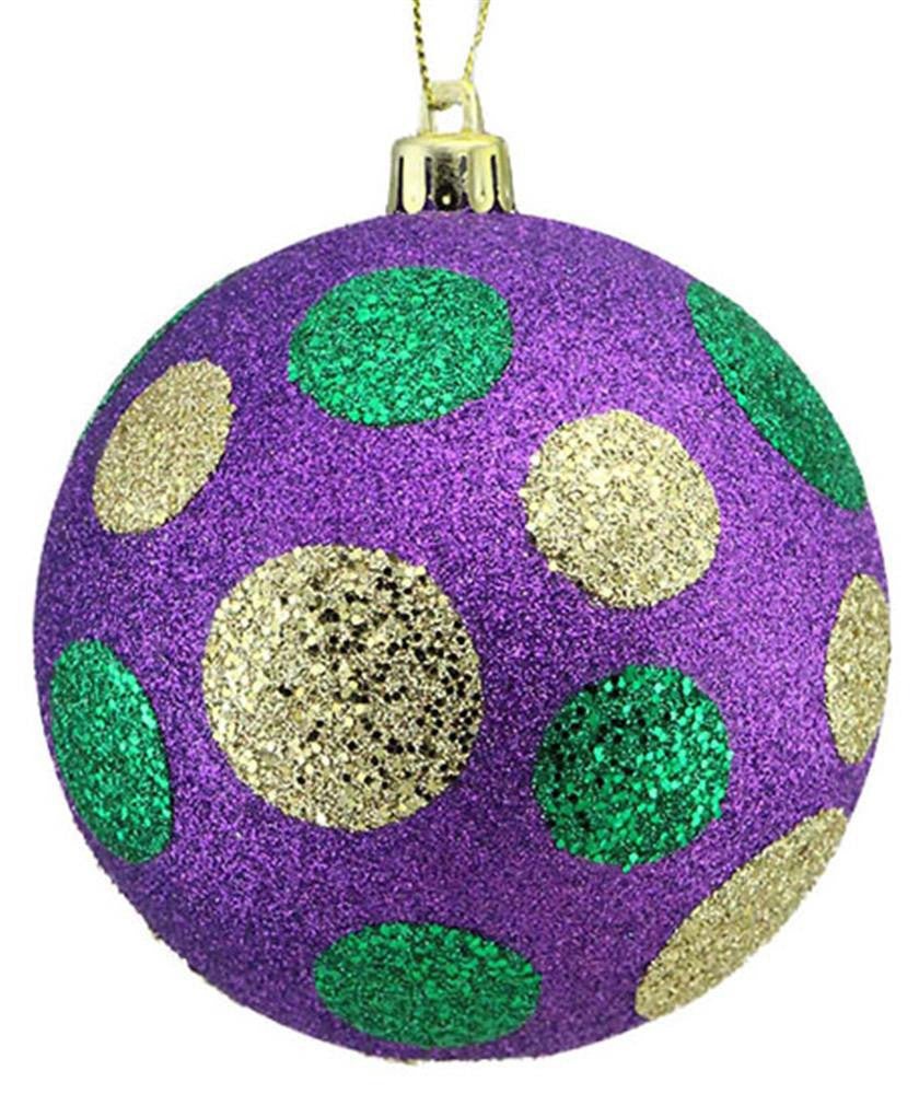 100mm Mardi Gras Polka Dot Ornament - HG1048 - The Wreath Shop