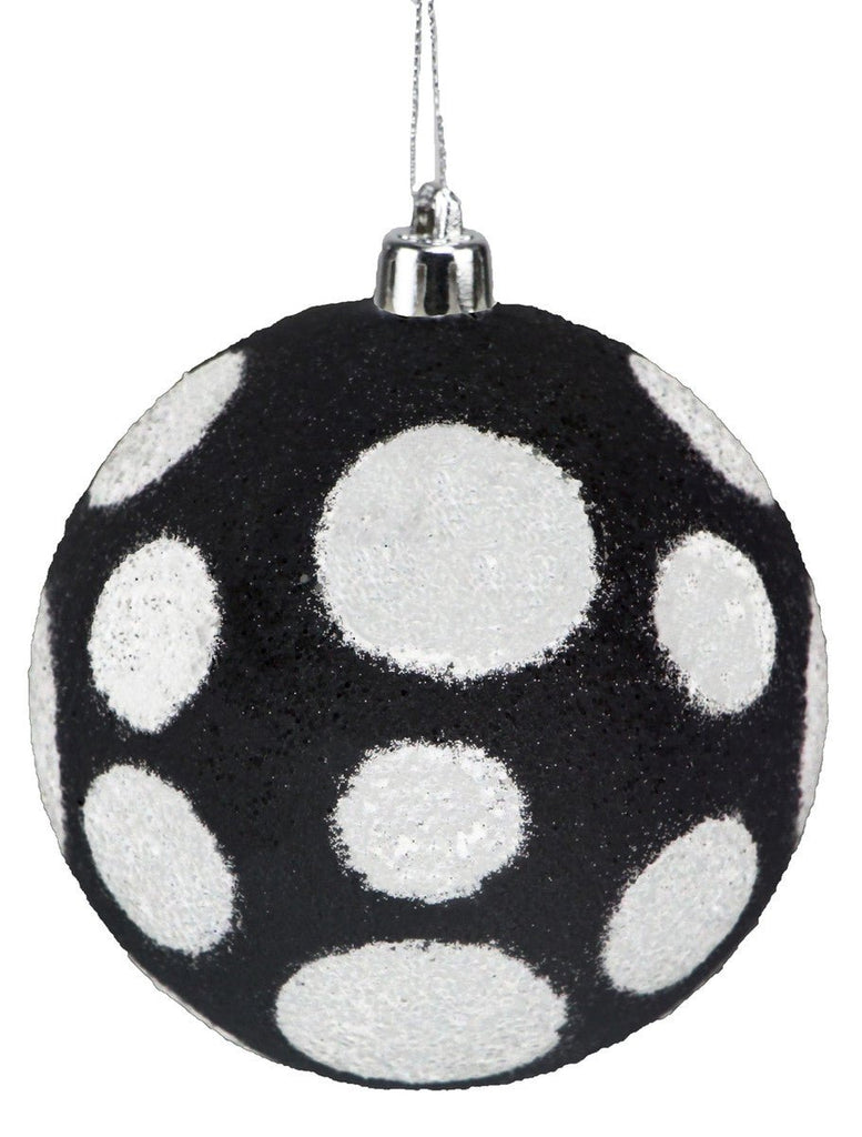 100mm Polka Dot Ball Ornament: Black/White - XY8670J2 - The Wreath Shop
