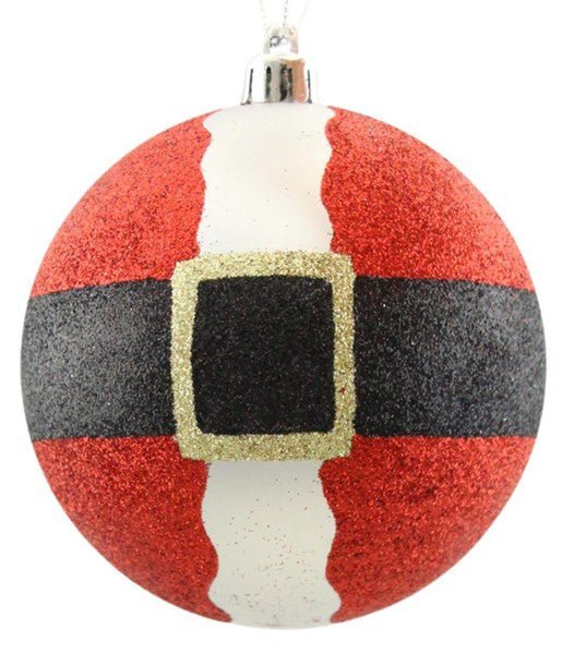 100mm Santa Belt Ball Ornament - XY9744 - The Wreath Shop