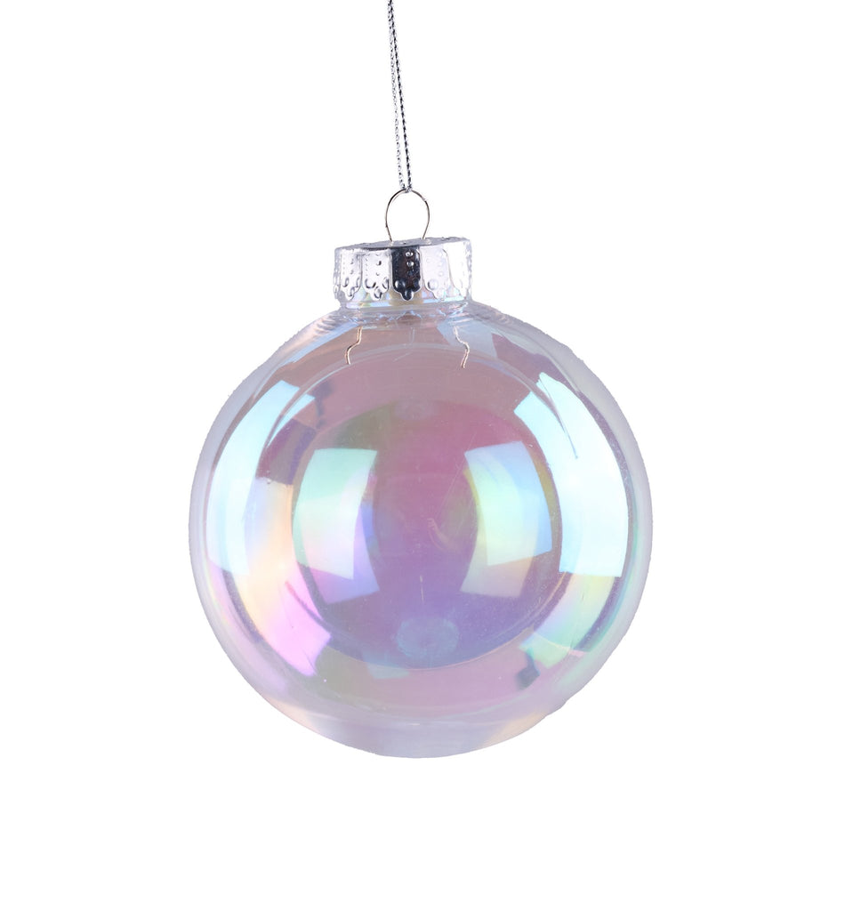 100mm Seamless Ball Ornament: Iridescent Clear - XH9615 - The Wreath Shop