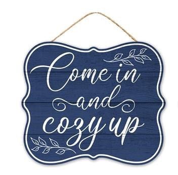 10.5" Blue Cozy Up Sign - AP7225-blue - The Wreath Shop