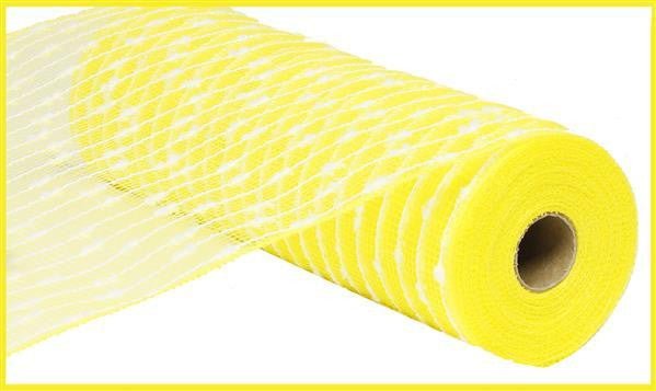 10.5" Cottonball Mesh: Yellow/White - 10yds - RY820279 - The Wreath Shop