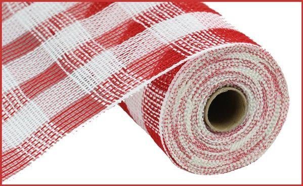 10.5" Faux Jute Check Mesh: Red/White - RY830749 - The Wreath Shop