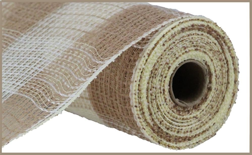 10.5" Faux Jute PP Check Mesh: Natural/Cream - RY831554 - The Wreath Shop