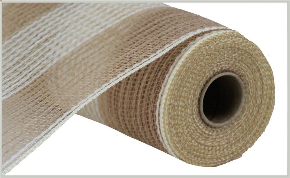 10.5" Faux Jute Stripe Mesh: Natural/Cream - RY831454 - The Wreath Shop