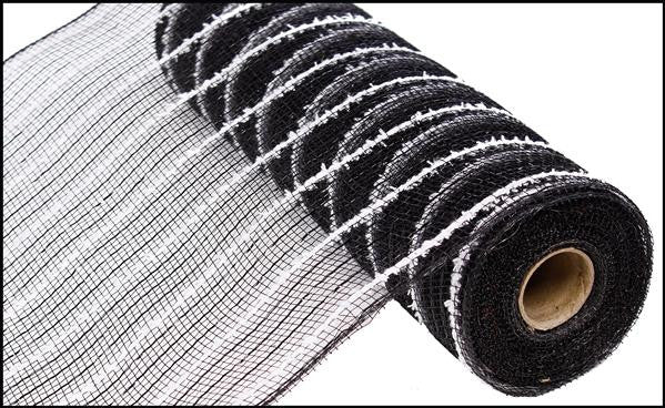 10.5" Metallic Cotton Drift Mesh: Black - 10yds - RY810062 - The Wreath Shop