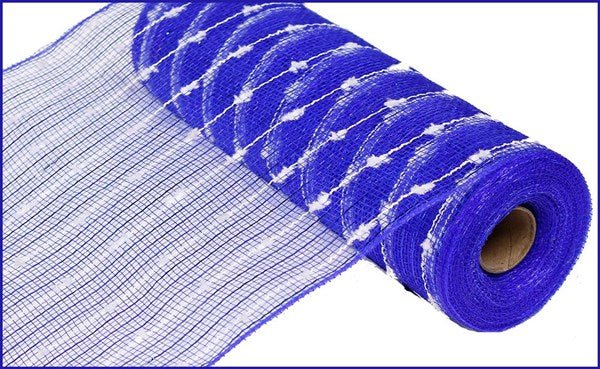 10.5" Metallic Snowball Mesh: Royal Blue/White - 10yds - RY820065 - The Wreath Shop