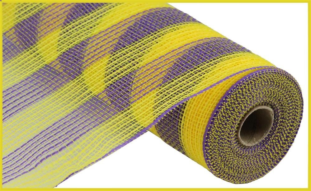 10.5" Poly Faux Jute Mesh: Small Purple/Yellow Stripe - RY8319J6 - The Wreath Shop