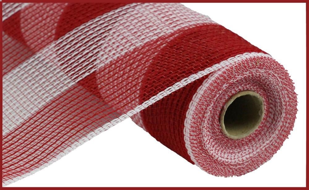 10.5" Poly Faux Jute Mesh: Wide Red/White Stripe - RY831449 - The Wreath Shop