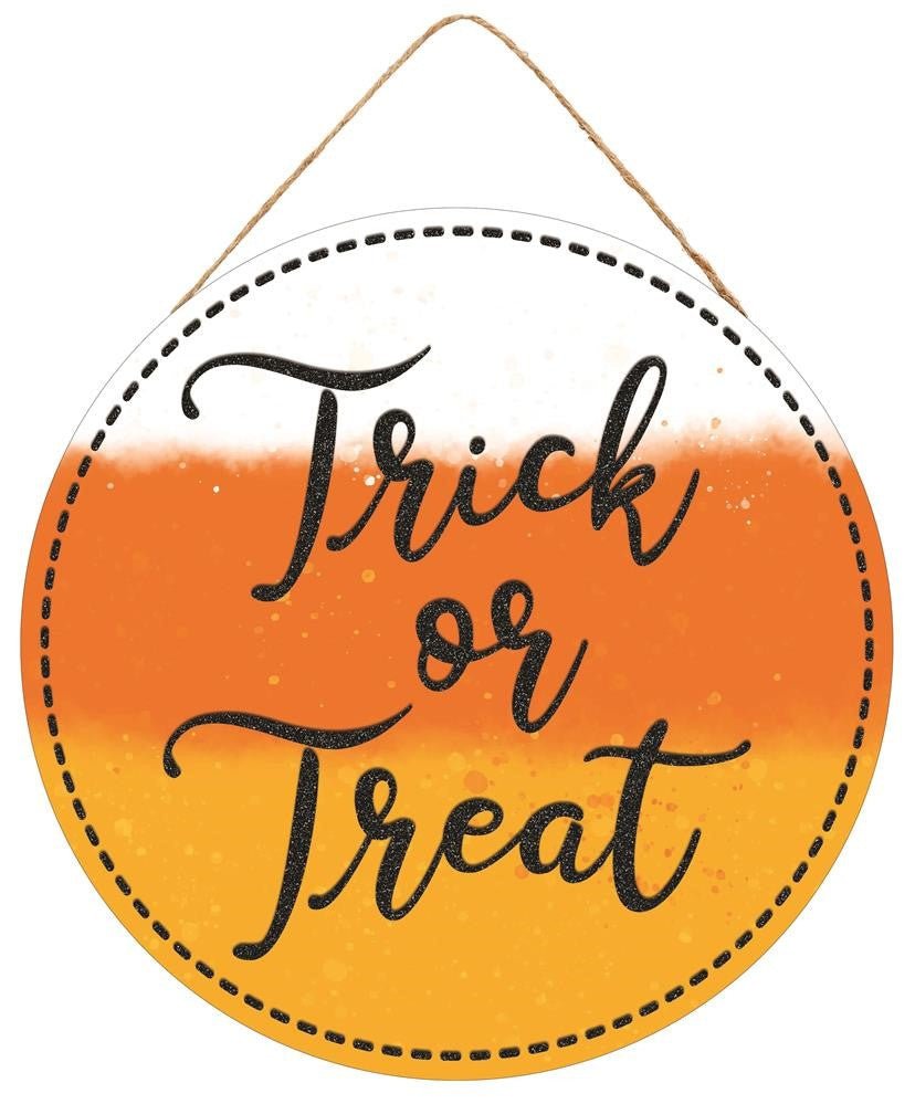 10.5" Round Trick or Treat Sign - AP8850 - The Wreath Shop