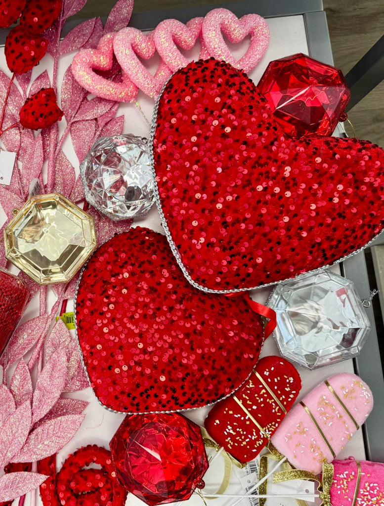 11" Red Sequin Heart - 63565RD - The Wreath Shop