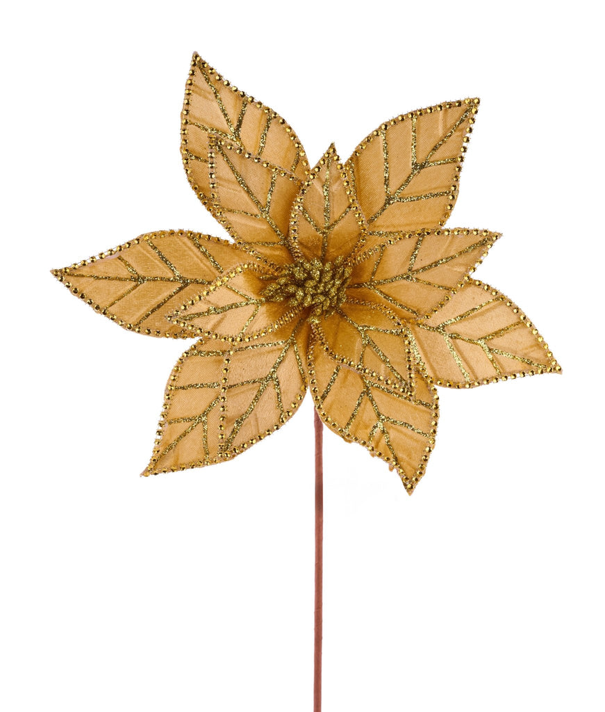 11.5" Dia Gold Velvet/Diamond Poinsettia - XS412108 - The Wreath Shop