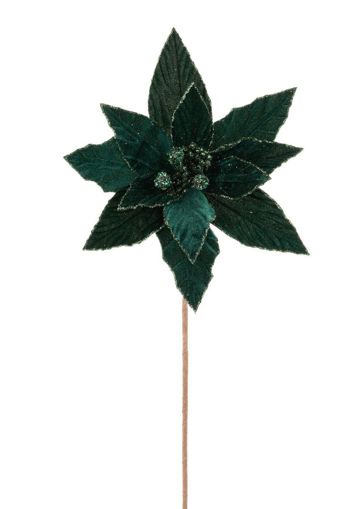 11.5" Dia Velvet Poinsettia: Hunter Green - XS408712 - The Wreath Shop