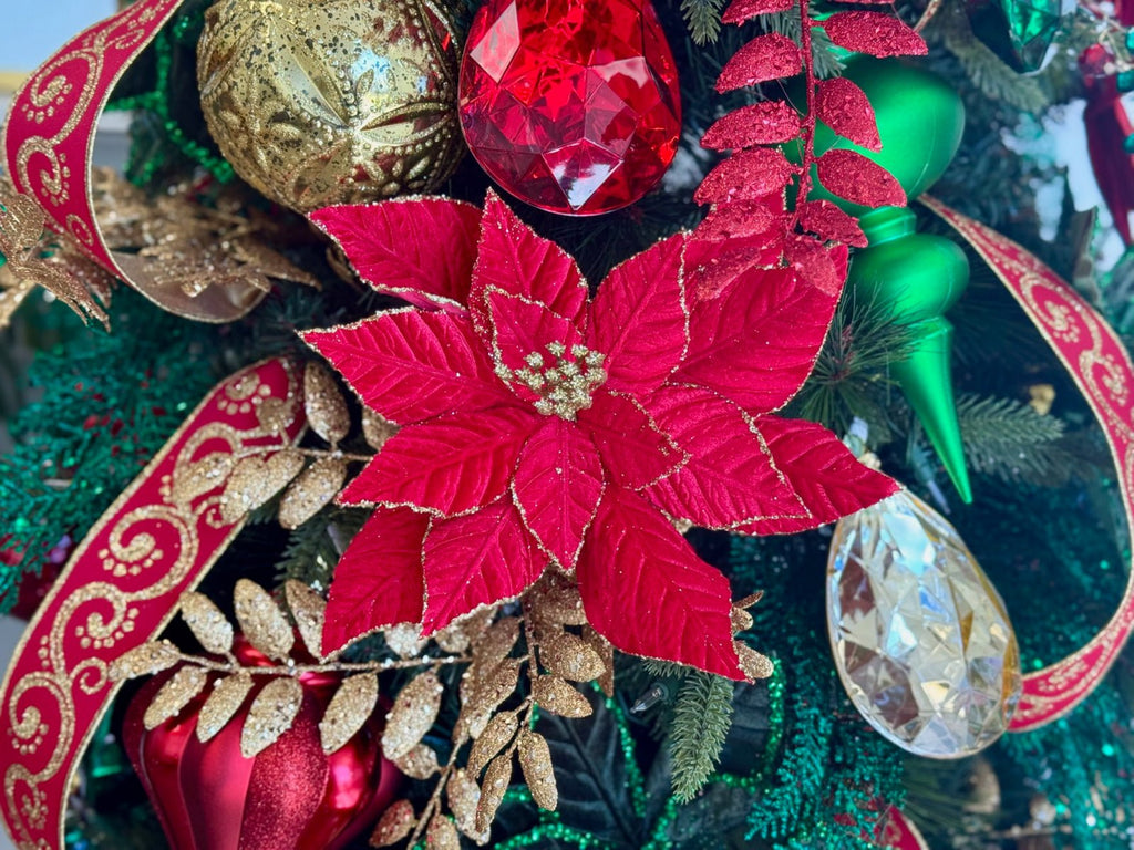 11.5" Dia Velvet Poinsettia: Red/Gold - XS410755 - The Wreath Shop