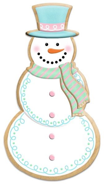 12" Embossed Metal Snowman Cookie: Pink/Mint/Ice Blue - MD1494A9 - The Wreath Shop