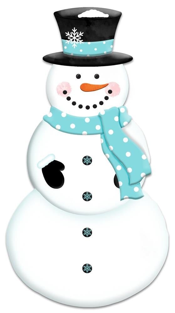 12" Embossed Metal Snowman: Ice Blue - MD0726 - The Wreath Shop