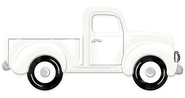 12" Embossed Metal Vintage Truck: White - MD060227 - The Wreath Shop