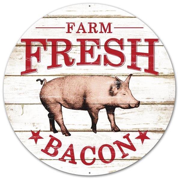 12" Farm Fresh Bacon Sign with Pig - MD0371 - The Wreath Shop