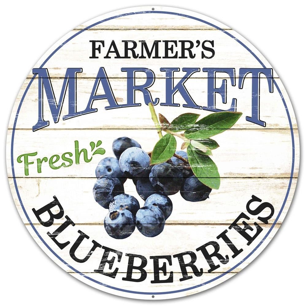 12" Farmer's Market Fresh Blueberries Sign - MD0336 - The Wreath Shop