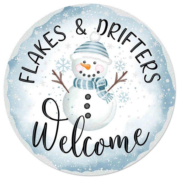 12" Flakes Welcome Metal Sign - MD0749 - The Wreath Shop