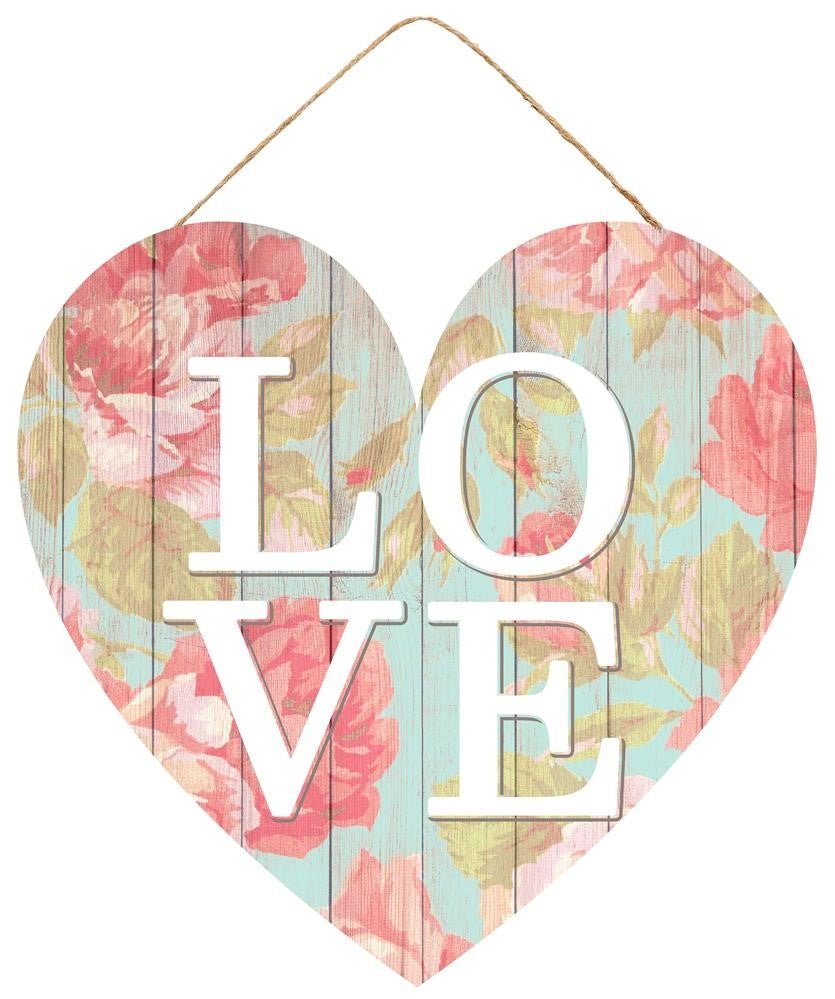 12" Floral Love Heart Sign - AP8723 - The Wreath Shop