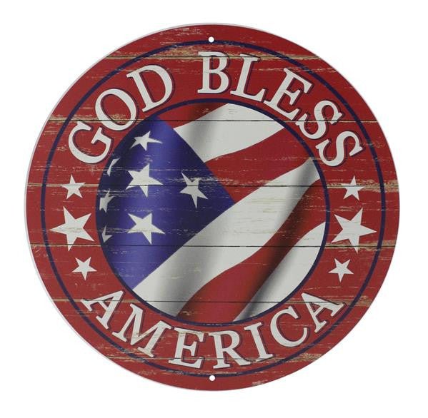 12" God Bless America Sign: Red - MD0357 - The Wreath Shop