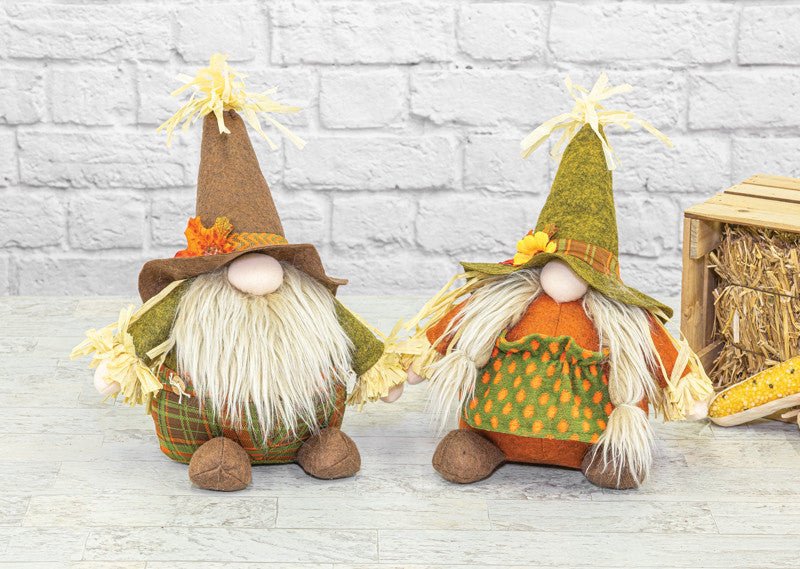 12" Harvest Gnome Sitters - 40144-boy - The Wreath Shop