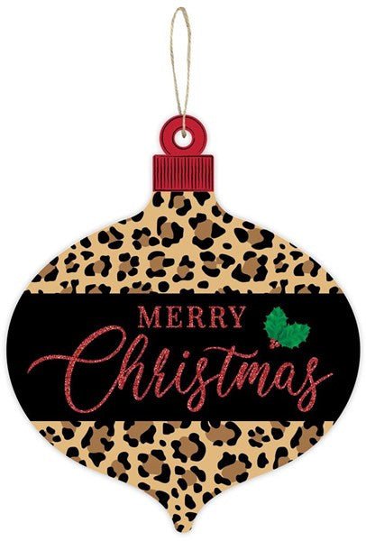 12" Merry Christmas Leopard Print Ornament Sign - AP8961 - The Wreath Shop