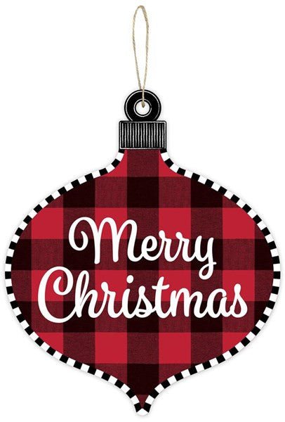 12" Merry Christmas Ornament Sign: Red/Black - AP7139 - The Wreath Shop