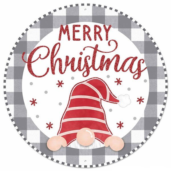 12" Metal Christmas Gnome Sign - MD0773 - The Wreath Shop