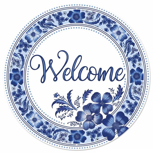 12" Metal Floral Welcome Sign - MD1356 - The Wreath Shop