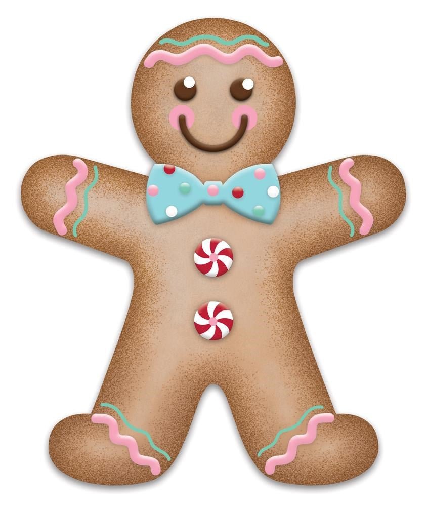 12" Metal Gingerbread Boy: Pink/Blue - MD0743 - The Wreath Shop