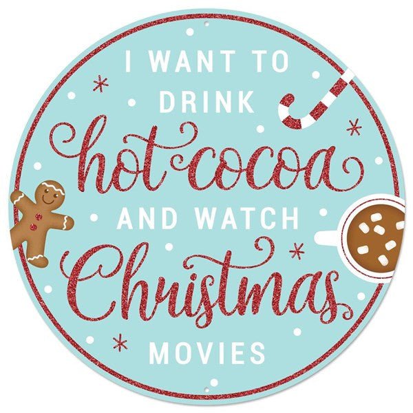 12" Metal Hot Cocoa and Movies Sign - MD0747 - The Wreath Shop