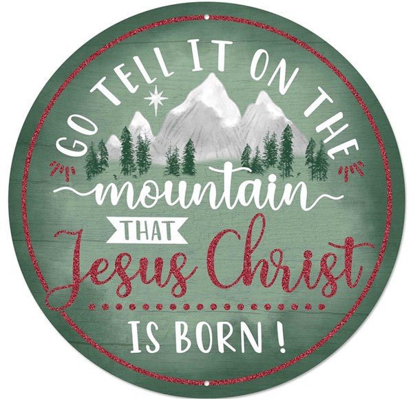 12" Metal Jesus Christ is Born Sign: Green - MD0772 - The Wreath Shop