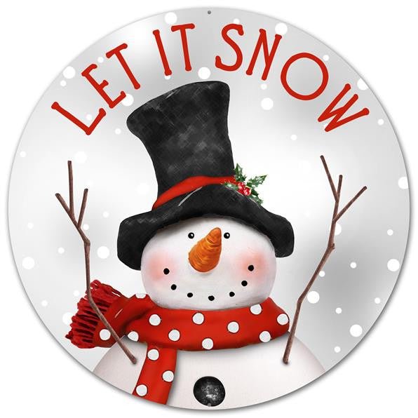 12" Metal Let it Snow Snowman Sign - AP0123 - The Wreath Shop