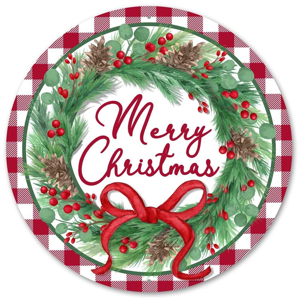 12" Metal Merry Christmas Wreath Sign - MD0977 - The Wreath Shop