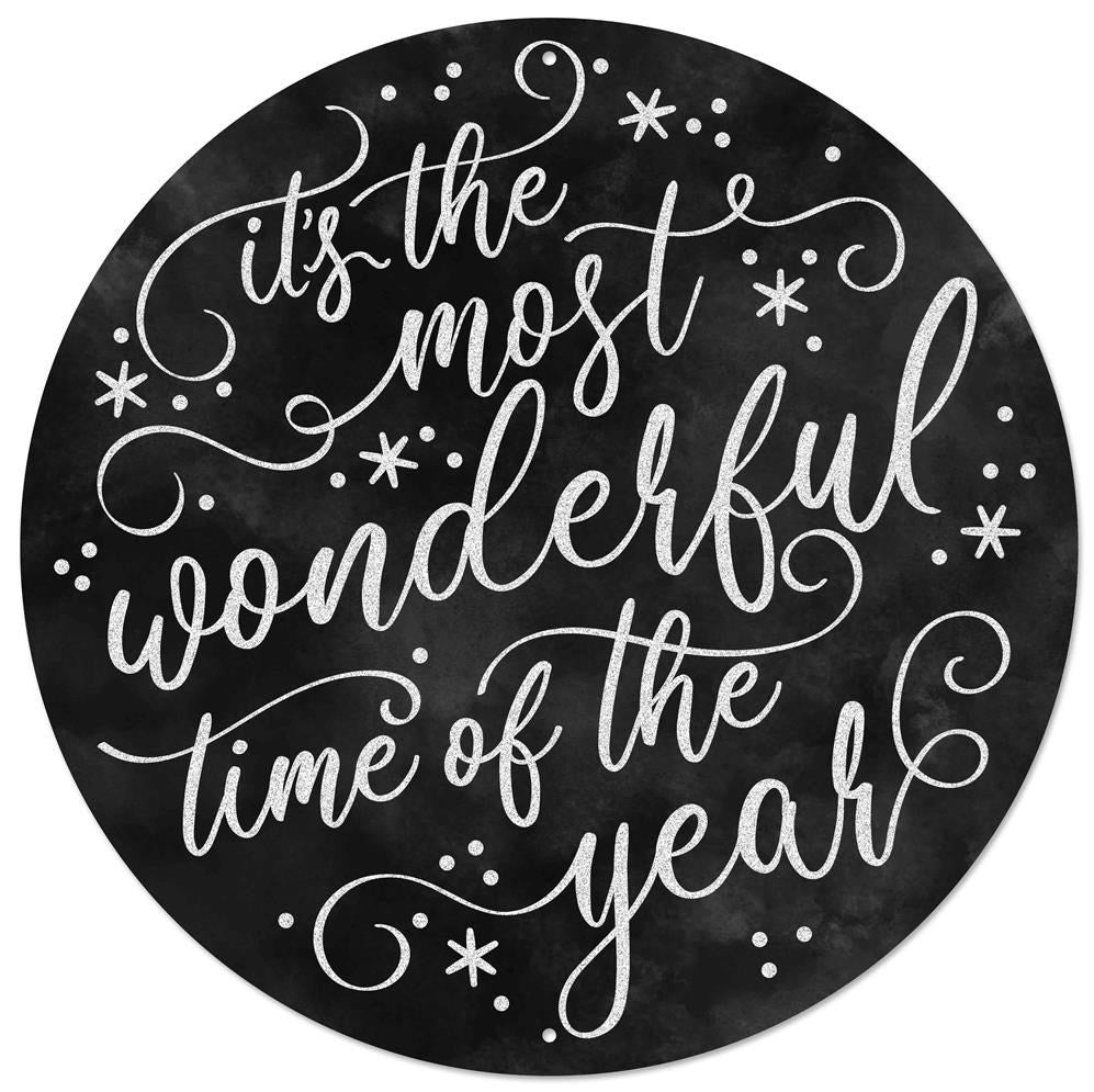 12" Metal Most Wonderful Time of the Year Sign: Black - MD073802 - The Wreath Shop