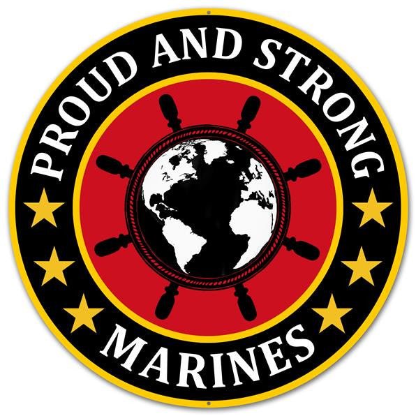 12" Metal Proud and Strong Marines Sign - MD0455 - The Wreath Shop