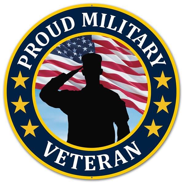 12" Metal Proud Military Veteran Sign - MD0453 - The Wreath Shop