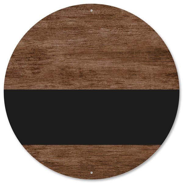 12" Metal Round Brown Wood w/ Black Stripe Sign - MD0884 - The Wreath Shop