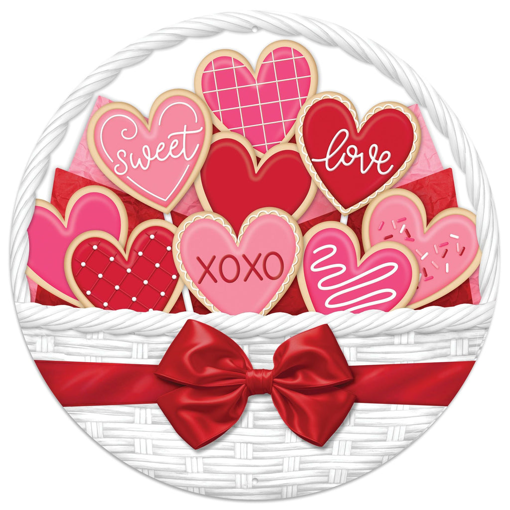 12" Metal Valentine Cookie Basket Sign - MD1526 - The Wreath Shop