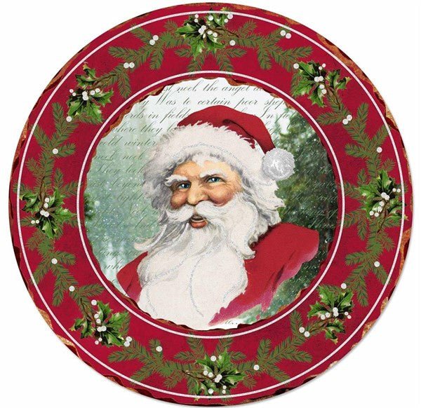 12" Metal Vintage Santa Sign: Red - MD0740 - The Wreath Shop