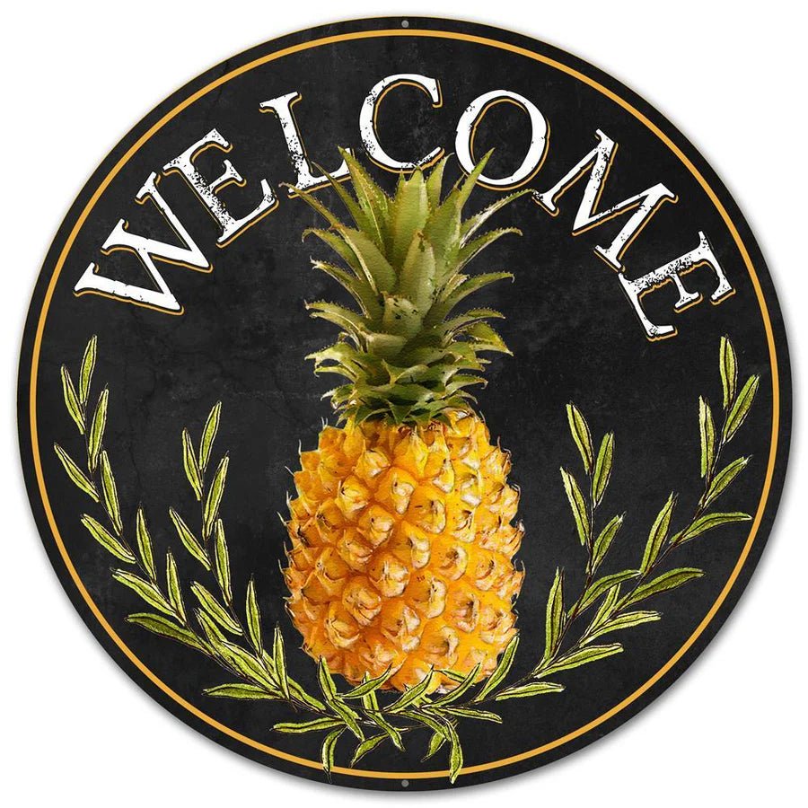12" Metal Welcome Sign w/ Pineapple - MD0460 - The Wreath Shop