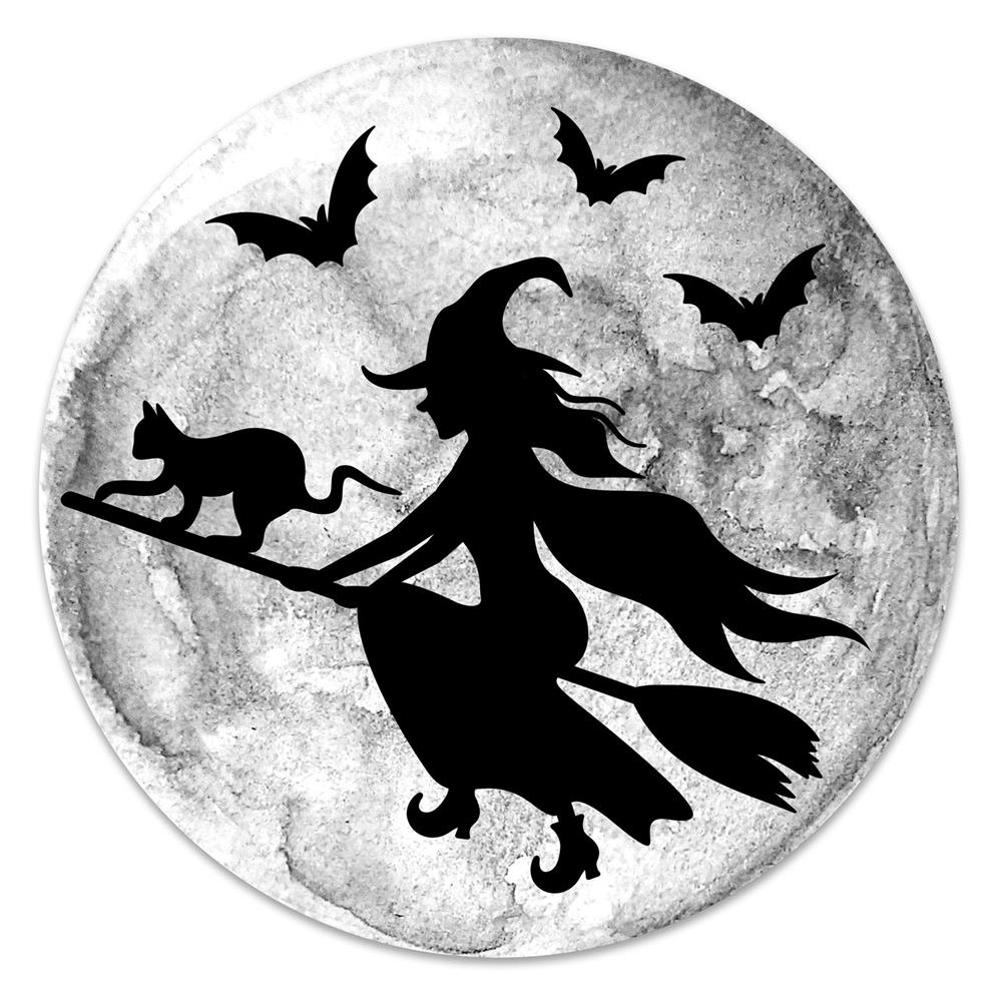 12" Metal Witch Flying By Moon Sign - MD1181 - The Wreath Shop