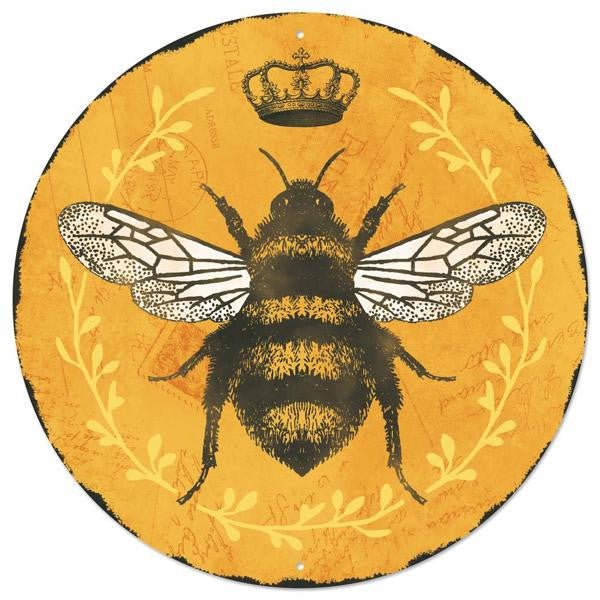 12" Round Metal Queen Bee Sign - MD1028 - The Wreath Shop