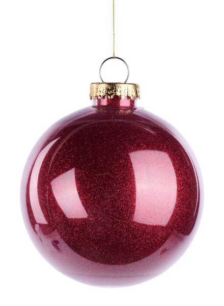 120mm Glitter Ball Ornament: Burgundy - XH966605 - The Wreath Shop