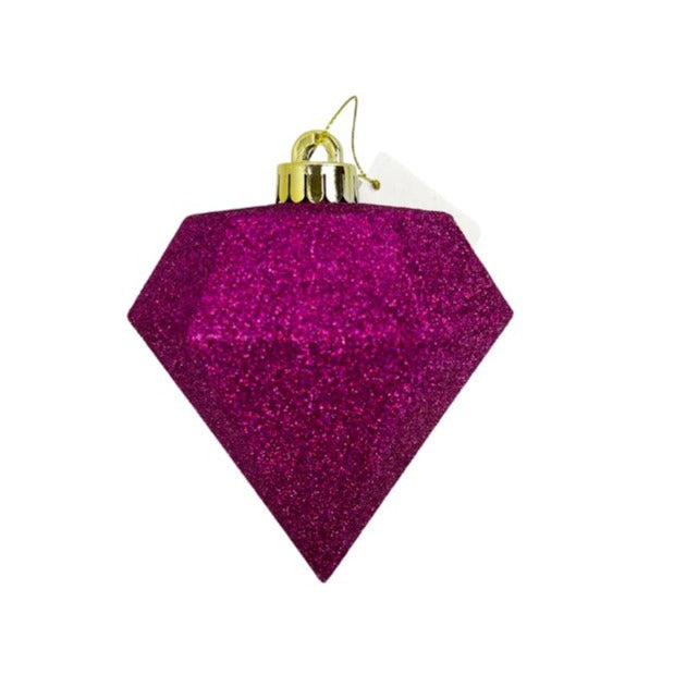 120mm Glitter Diamond Ornament: Purple - XJ550223 - The Wreath Shop